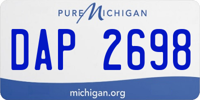 MI license plate DAP2698