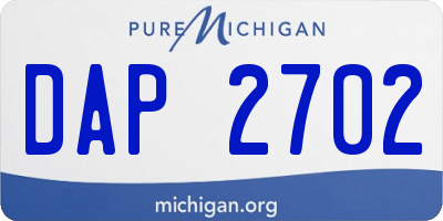 MI license plate DAP2702