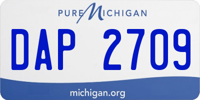 MI license plate DAP2709