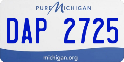 MI license plate DAP2725