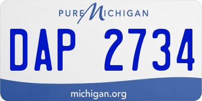 MI license plate DAP2734