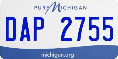 MI license plate DAP2755