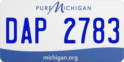 MI license plate DAP2783