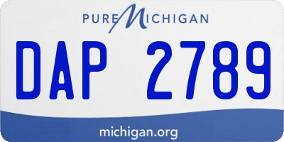 MI license plate DAP2789