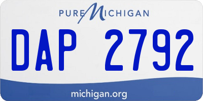 MI license plate DAP2792