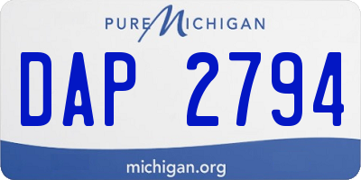 MI license plate DAP2794