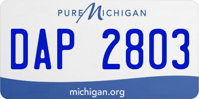 MI license plate DAP2803