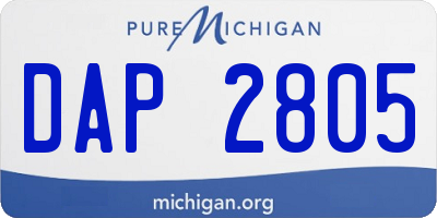MI license plate DAP2805