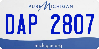 MI license plate DAP2807