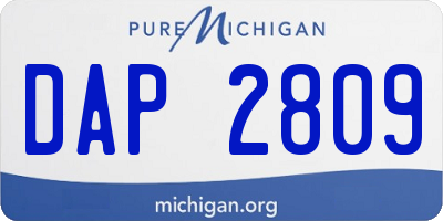 MI license plate DAP2809
