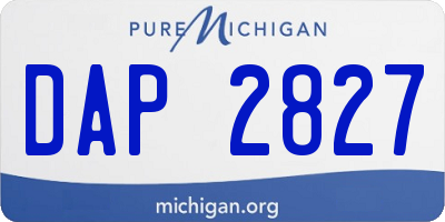 MI license plate DAP2827