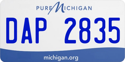MI license plate DAP2835
