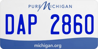 MI license plate DAP2860