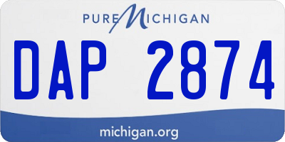 MI license plate DAP2874