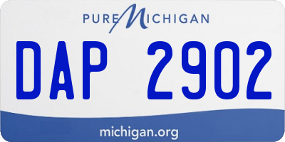 MI license plate DAP2902