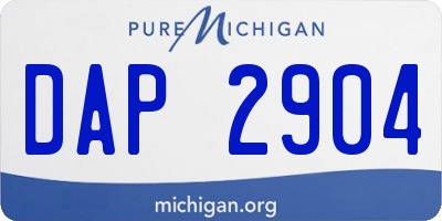 MI license plate DAP2904