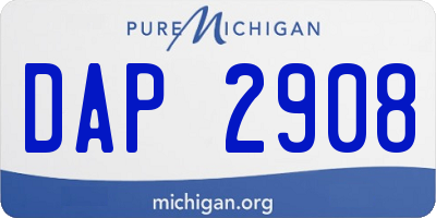 MI license plate DAP2908