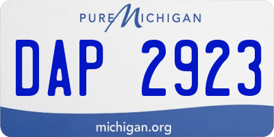 MI license plate DAP2923