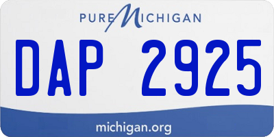 MI license plate DAP2925