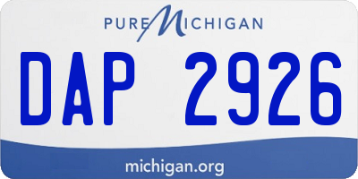 MI license plate DAP2926