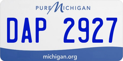 MI license plate DAP2927