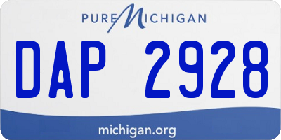 MI license plate DAP2928