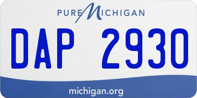 MI license plate DAP2930