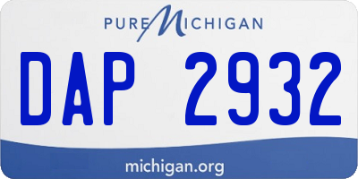 MI license plate DAP2932