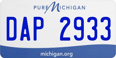 MI license plate DAP2933