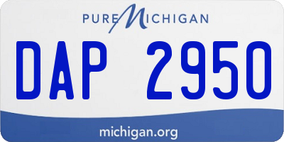 MI license plate DAP2950