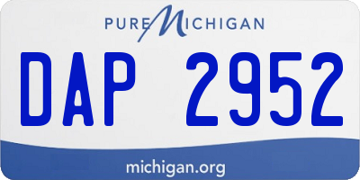 MI license plate DAP2952