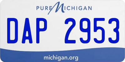 MI license plate DAP2953