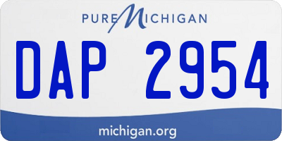 MI license plate DAP2954