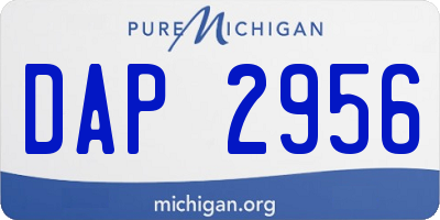 MI license plate DAP2956