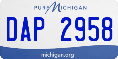 MI license plate DAP2958