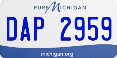 MI license plate DAP2959