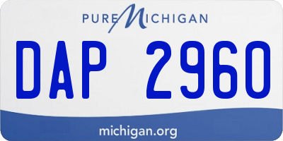 MI license plate DAP2960