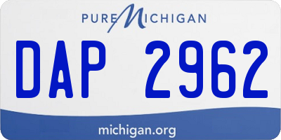 MI license plate DAP2962