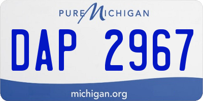 MI license plate DAP2967