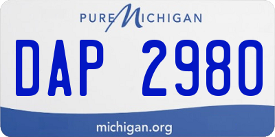 MI license plate DAP2980