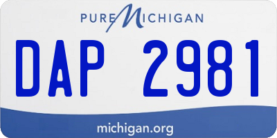 MI license plate DAP2981