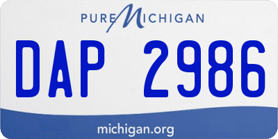 MI license plate DAP2986