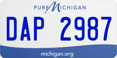 MI license plate DAP2987
