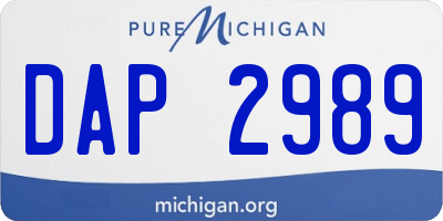 MI license plate DAP2989