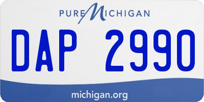 MI license plate DAP2990