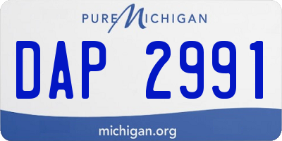 MI license plate DAP2991