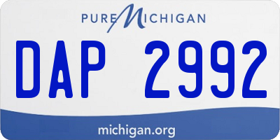 MI license plate DAP2992