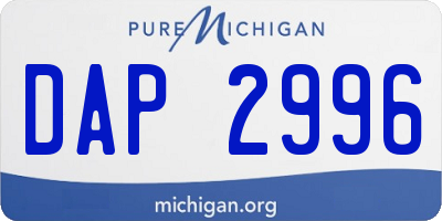 MI license plate DAP2996