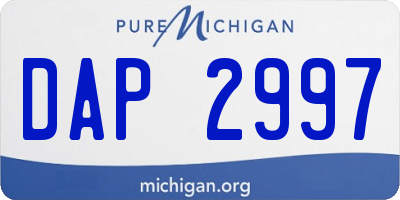 MI license plate DAP2997