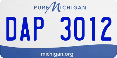 MI license plate DAP3012